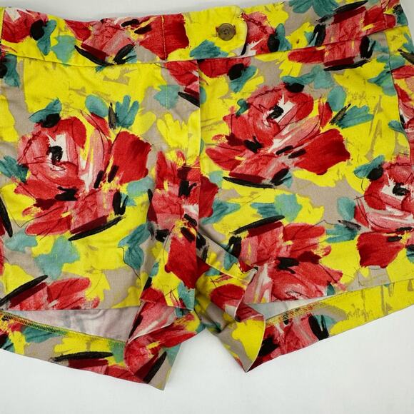 J Crew Yellow & Pink Floral Stretch Chino Shorts Womens Size 6 Bright Peony - Picture 3 of 12